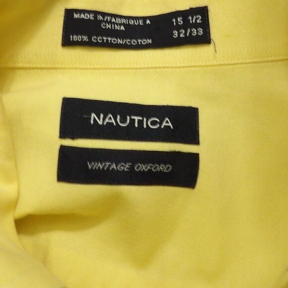 Men's NAUTICA Yellow Vintage Oxford Casual Button-Down Shirt Size Medium - Picture 8 of 8